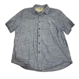 Woolrich Denim Ombré Button Down Shirt XL Blue Collared Short Sleeve